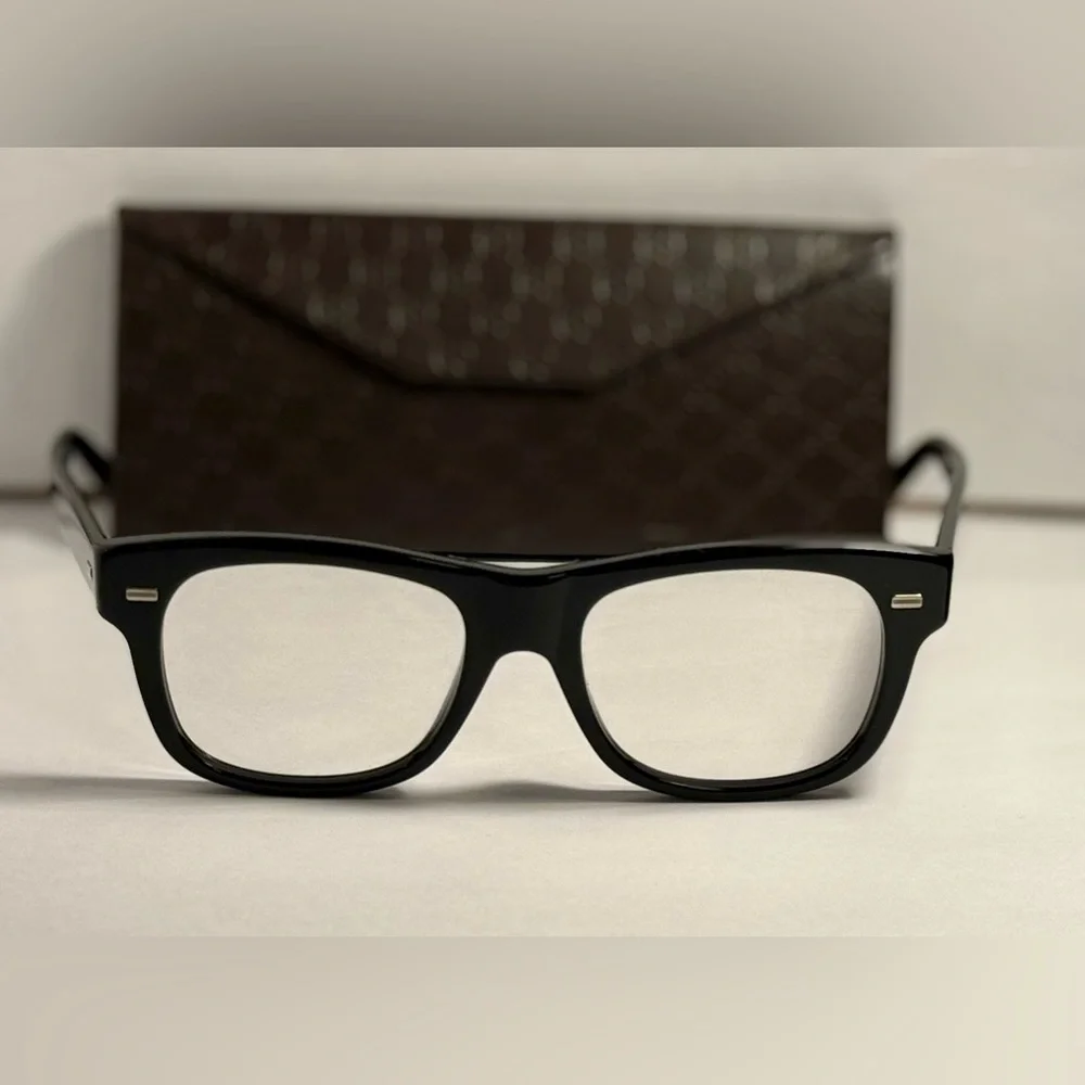 Gucci Black Square Acetate Glasses with Subtle Silver Accents